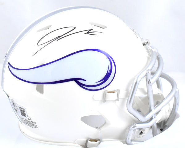 Jordan Addison Autographed Vikings ALT 2024 Speed Mini Helmet- Beckett W Holo