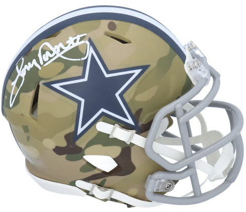 TONY DORSETT Autographed Dallas Cowboys Speed Mini Camo Helmet FANATICS