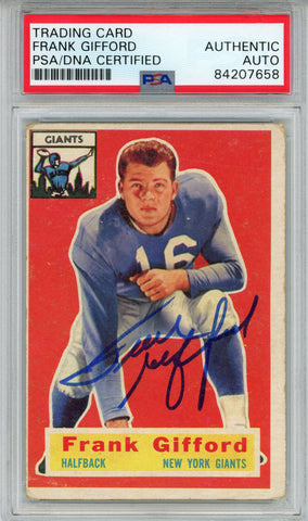 Frank Gifford Signed 1956 Topps #53 Trading Card PSA Slab 42648