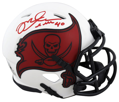 Buccaneers Mike Alstott Authentic Signed Lunar Speed Mini Helmet BAS Witnessed