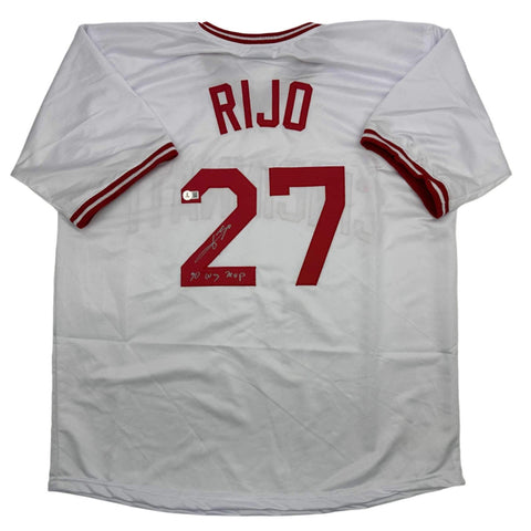 Autographed/Signed Jose Rijo 90 WS MVP Cincinnati White Jersey Beckett BAS COA