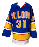 Curtis Joseph St. Louis Signed Blue Hockey Jersey JSA ITP
