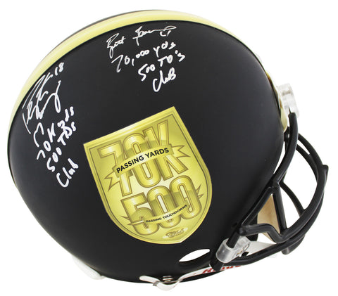 Peyton Manning & Brett Favre "70K YDS 500 TD" Signed F/S Proline Helmet Fanatics