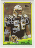 Pat Swilling Signed Saints 1988 Topps Rookie Football Card #66 - (SCHWARTZ COA)