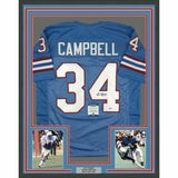 FRAMED Autographed/Signed EARL CAMPBELL 33x42 Houston Blue Jersey Beckett COA