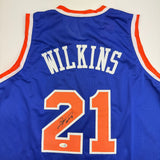 Autographed/Signed Gerald Wilkins New York Blue Basketball Jersey JSA COA