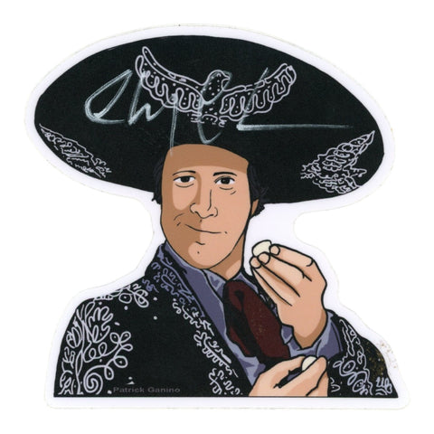 Chevy Chase Autographed/Signed Three Amigos 4x4 Sticker Beckett Witness 58296