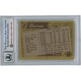 Joe Montana Autographed/Signed 1986 Topps #156 Slab Trading Card Beckett 49897