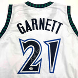Autographed/Signed Kevin Garnett Minnesota White Jersey Beckett COA