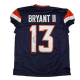 Autographed/Signed Pat Bryant II Denver Blue Pro Cut Football Jersey JSA COA