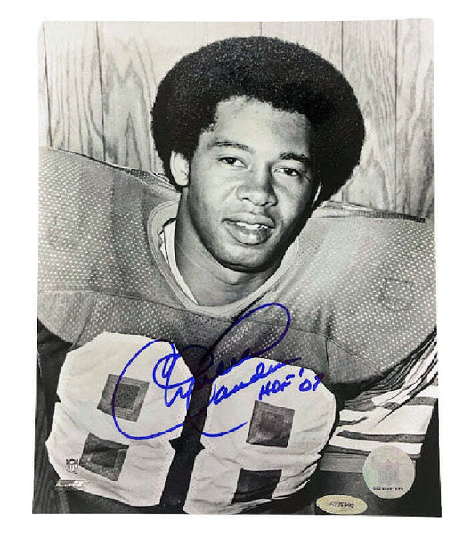 Charlie Sanders Signed Lions 8x10 Photo w/ "HOF '07" TRiStar & LSM COAs