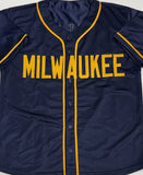 SAL FRELICK Signed Custom Replica Brewers Navy Jersey AUTO - BAS