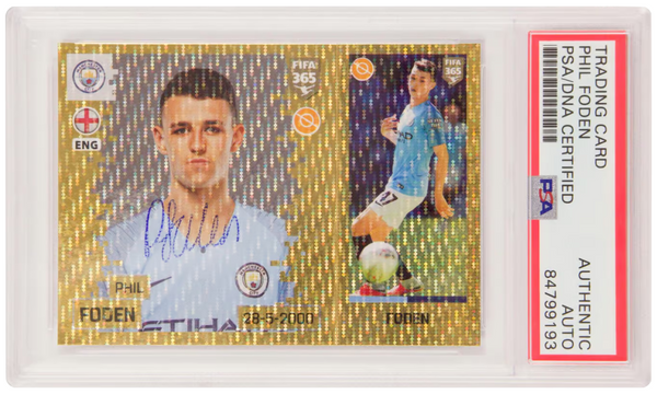 Phil Foden Signed 2018-19 Panini 365 Gold Foil Rookie Sticker - PSA Authentic