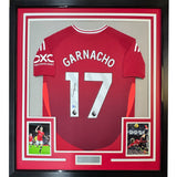 Framed Autographed/Signed Alejandro Garnacho 35x39 ManU Jersey BAS COA 3