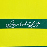 Framed Autographed/Signed Ronaldinho 35x39 Brazil Yellow Jersey Beckett COA