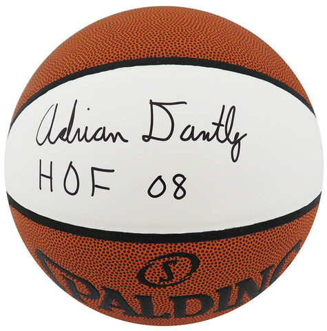 Adrian Dantley Signed Spalding White Panel Full Size Basketball w/HOF - (SS COA)