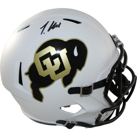 Travis Hunter Autographed Colorado Buffaloes F/S White Helmet Beckett WIT 57949
