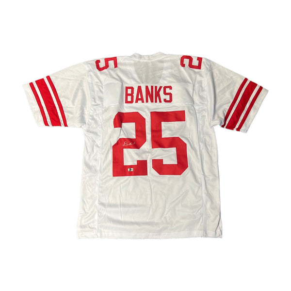 Deonte Banks Autographed White New York Giants Custom Jersey - Beckett