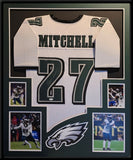 FRAMED PHILADELPHIA EAGLES QUINYON MITCHELL AUTOGRAPHED SIGNED JERSEY JSA COA