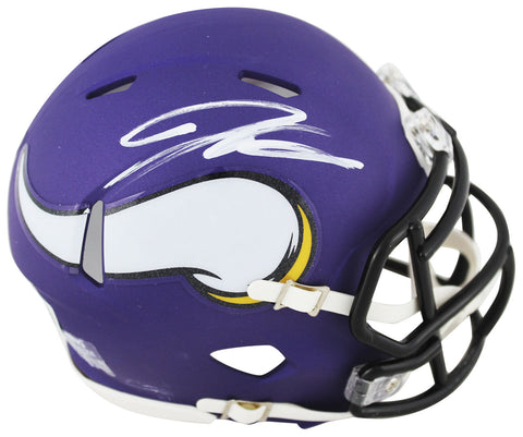 Vikings Jordan Addison Authentic Signed Purple Speed Mini Helmet BAS Witnessed