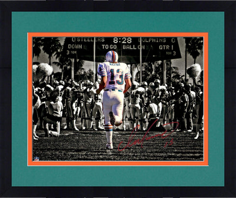 Framed Dan Marino Miami Dolphins Signed 11x14 At Orange Bowl Photo