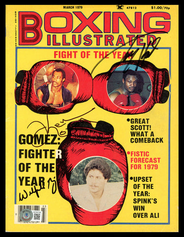 Gomez, Norton & Holmes Autographed Boxing Illustrated Magazine Beckett