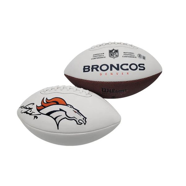 Neil Smith Signed Denver Broncos Logo White Panel Football Beckett Witnessed