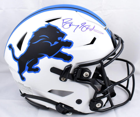 Barry Sanders Signed Lions F/S Lunar Speed Flex Authentic Helmet-Beckett W Holo