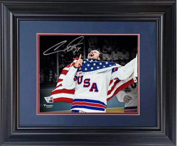 Auston Matthews Team USA Flag Signed 8x10 Framed Photo Auto Fanatics Maple Leafs