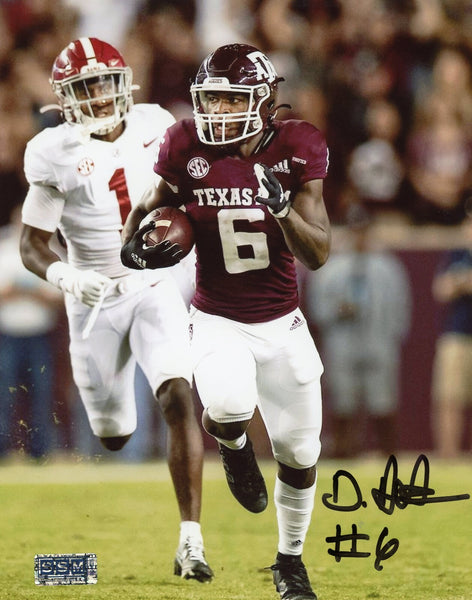DE'VON ACHANE AUTOGRAPHED TEXAS A&M AGGIES 8x10 PHOTO COA