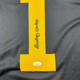 Framed Autographed/Signed Anthony Carter 35x39 Michigan Blue Jersey JSA COA