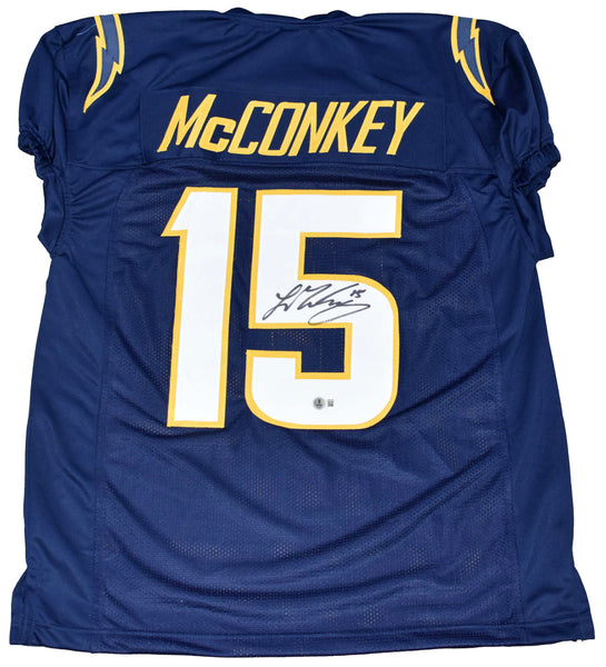 LADD McCONKEY SIGNED LOS ANGELES CHARGERS #15 NAVY GAME CUT JERSEY BECKETT