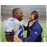 Emmitt Smith Jimmy Johnson Autographed Dallas Cowboys 16x20 Photo Beckett 50824