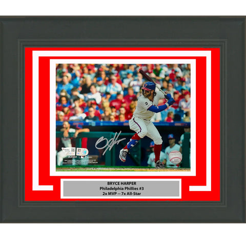 Framed Autographed/Signed Bryce Harper Phillies 8x10 Photo Fanatics & MLB COA #3
