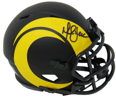 Marshall Faulk Signed Rams Eclipse Black Riddell Speed Mini Helmet -SCHWARTZ COA