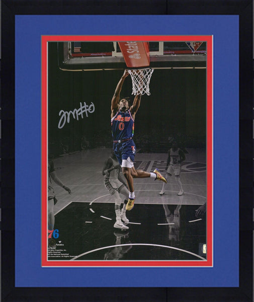 Framed Tyrese Maxey Philadelphia 76ers Signed 11x14 Dunk Spotlight Photograph