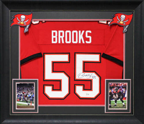 Derrick Brooks Authentic Signed Red Throwback Pro Style Framed Jersey BAS Wit
