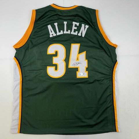 Autographed/Signed Ray Allen Seattle Green Basketball Jersey Beckett BAS COA