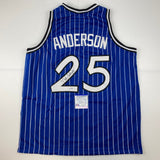 Autographed/Signed Nick Anderson Orlando Blue Pinstripe Jersey PSA/DN
