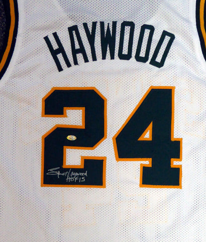 SONICS SPENCER HAYWOOD AUTOGRAPHED SIGNED WHITE JERSEY "HOF 15" MCS HOLO 104225