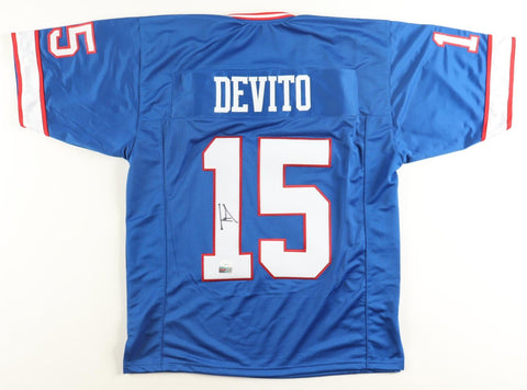 Tommy DeVito Signed New York Giants Home Jersey (JSA) Ex-Illini Quarterback