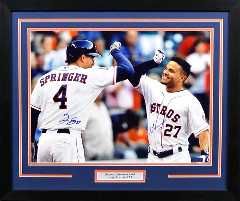 JOSE ALTUVE & GEORGE SPRINGER SIGNED HOUSTON ASTROS 16x20 FRAMED PHOTO COA