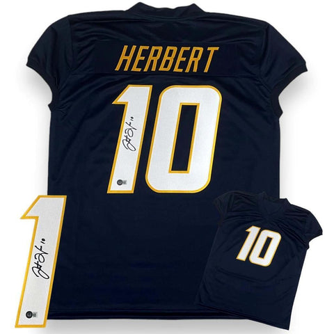 Justin Herbert Autographed SIGNED Game Cut Style Jersey - Navy - Beckett