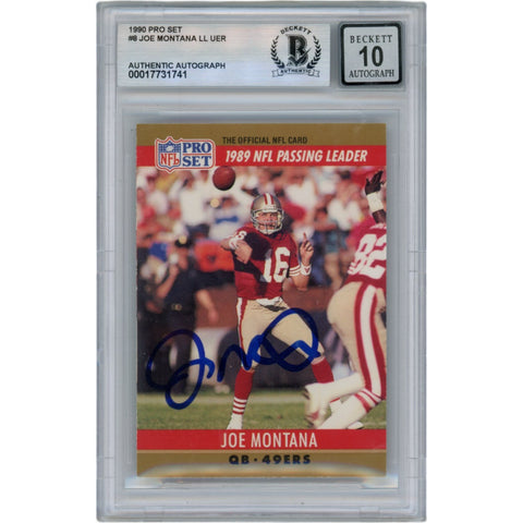 Joe Montana Autographed 1990 NFL Pro Set #8 Slab Trading Card Beckett 49922