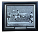 Pele Signed In Black Framed 16x20 Brazil Bicycle Kick Photo PSA Hologram