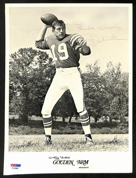 Johnny Unitas HOF Signed/Inscr 8x11 Golden Arm Restaurant Photo PSA/DNA 198854