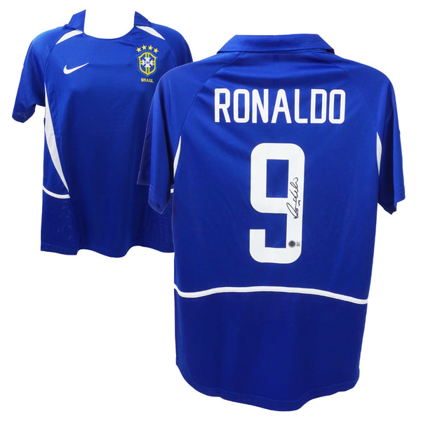 Ronaldo Nazario Signed Brazil FC Away Soccer Jersey #9 with Beckett Witness