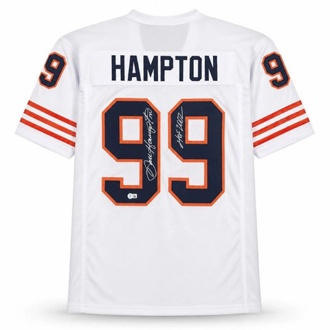 Dan Hampton Chicago Signed White Football Jersey HOF 2002 BAS