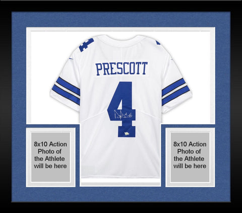 Framed Dak Prescott Dallas Cowboys Autographed White Nike Limited Jersey