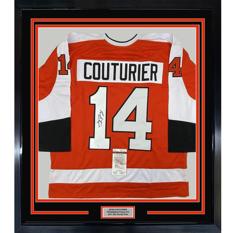 FRAMED Signed SEAN COUTURIER 35x39 Philly Orange Jersey JSA COA Auto